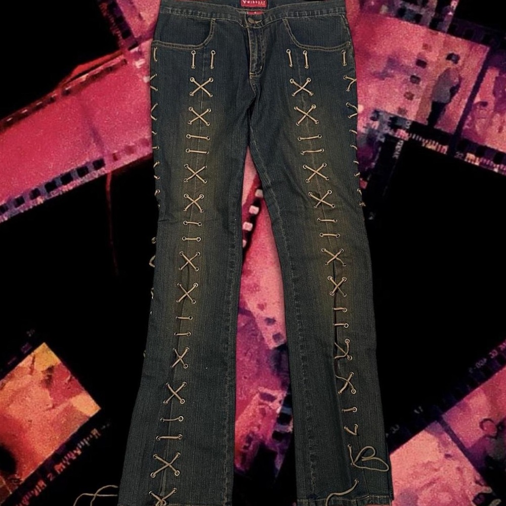 vintage windsor flared lace up jeans size 11